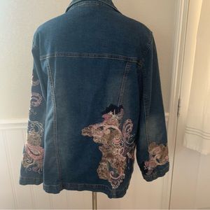 Carbon denim project paisley embroidered jean jacket